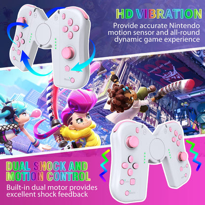 Joy Con Controller Replacement Campatiable for Nintendo Switch - Left and Right Neon Joycon with Wrist Strap, Alternatives for N