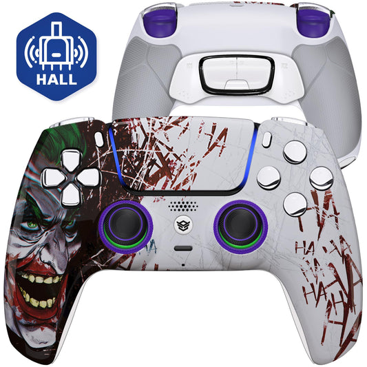 HEXGAMING ULTIMATE Hall Effect Wireless Controller Compatible with ps5-4 Back Buttons  Mouse-Click Hair Triggers  Interchangeable Thumbsticks - Clown Hahaha