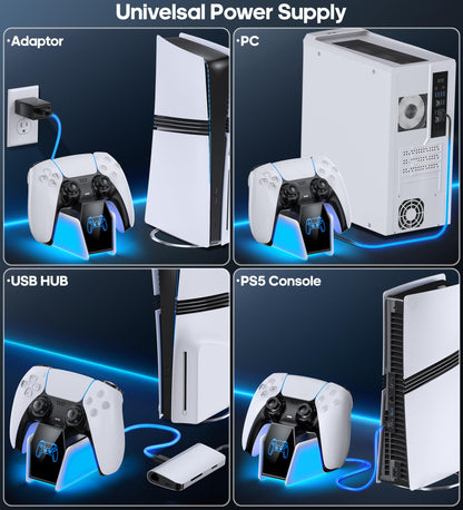 Rysker PS5 Controller Charger Station - Fast Charging Dock for Dualsense & Edge Controllers, 1 Pack