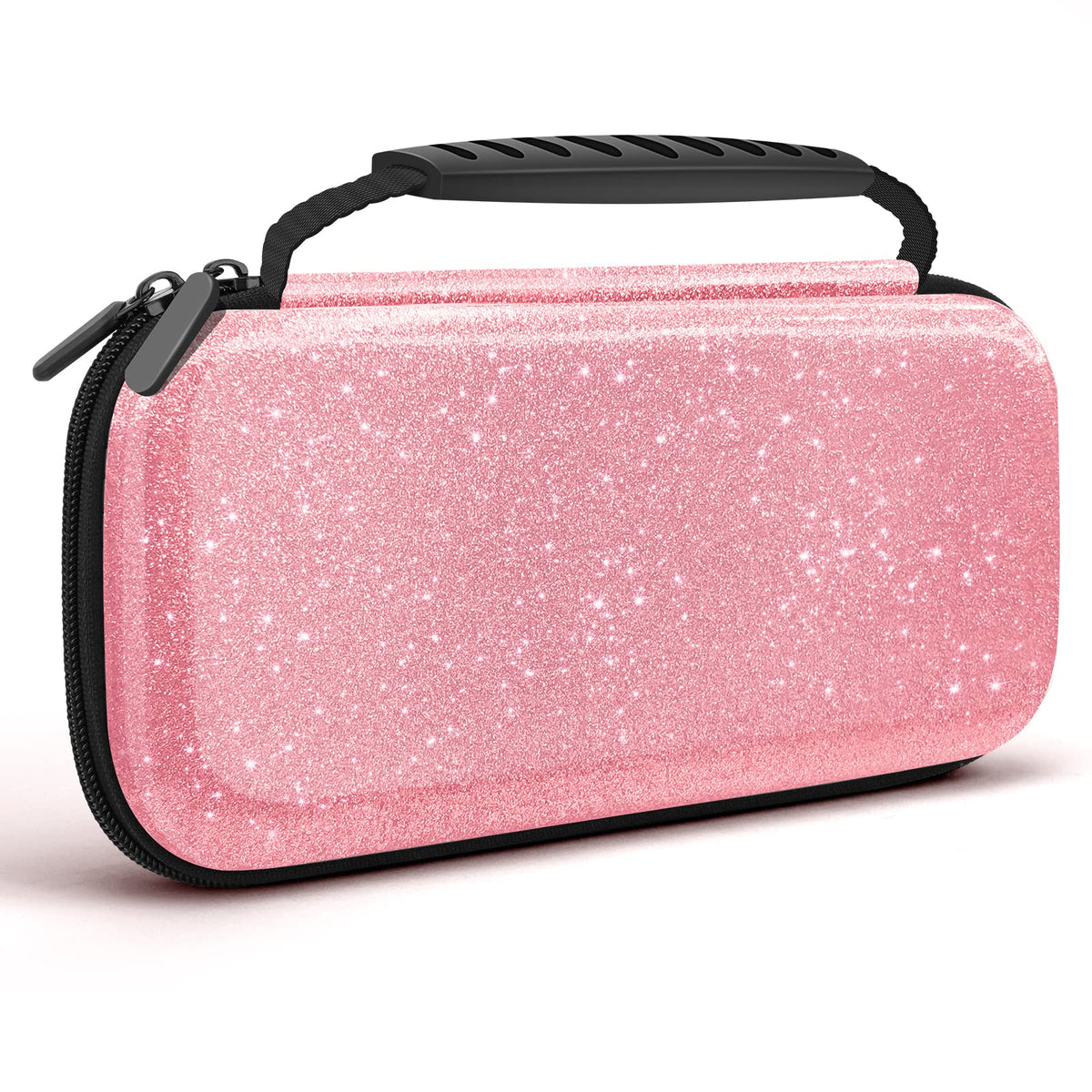 homicozy Glitter Carrying Case for Nintendo Switch & Switch OLED Console Pink Hard Tpartyl Case Shell Pouch for Nintendo Switch Console & Accessories Protective Case Compatible with Nintendo for Girls
