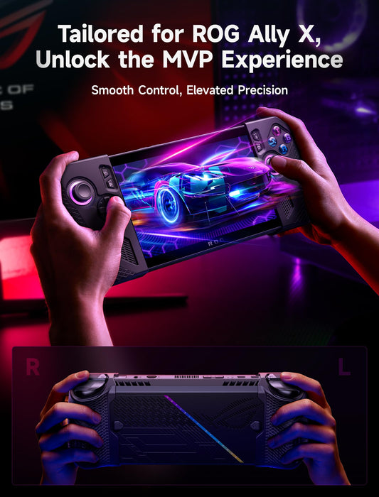 JSAUX Silicone Grip Protection Case for ROG Ally X - Black, Model PC0113, Includes Left & Right Sleeves