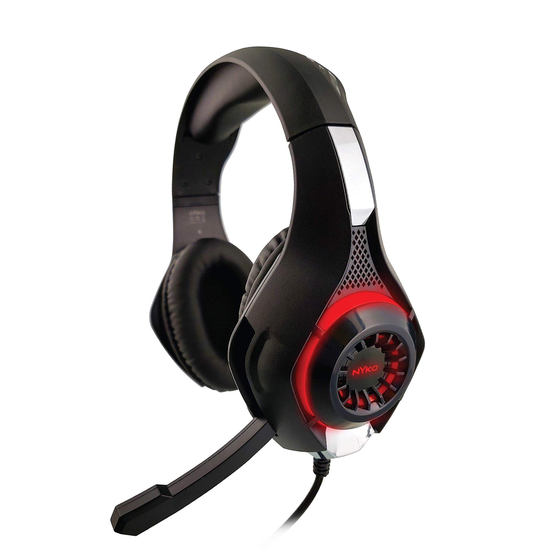 Nyko Core Universal Stereo Gaming Headset w/Retractable Microphone  Red LEDs & Soft Ear Cushions - Perfect for PS5  PS4  Xbox  PC & Nintendo Switch Gaming!