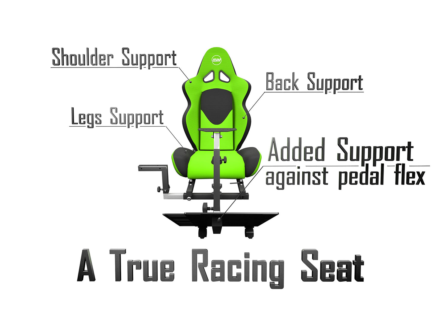 OpenWheeler Racing Seat Gaming Chair, Gear Shifter Mount, 37D x 23W x 16H in, Green, Model OW-SV1FG