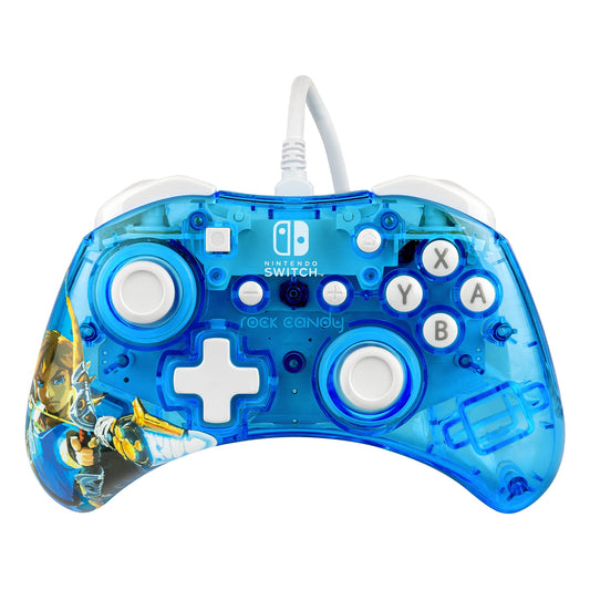 PDP Rock Candy Wired Gaming Switch Pro Controller - Zelda Blue - OLED/Lite Compatible - Compact & Durable Travel Controller