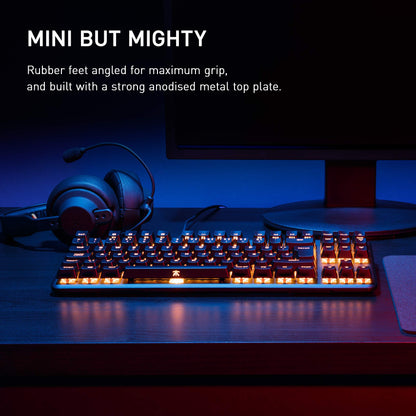 Fnatic miniSTREAK RGB Mechanical Gaming Keyboard - Tenkeyless TKL, Cherry MX Silent Red Switches, Ergonomic Wrist Rest