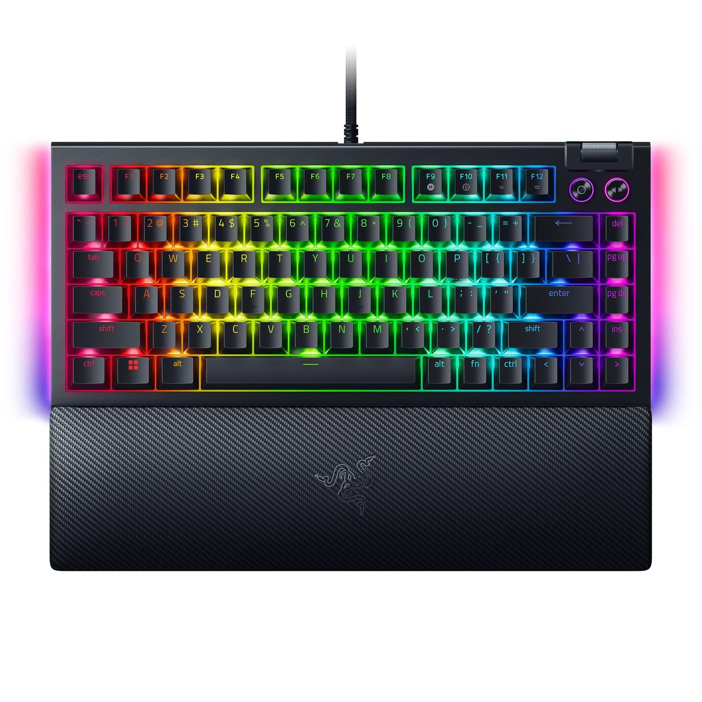 Razer BlackWidow V4 75% Mechanical Gaming Keyboard: Hot-Swappable Design - Compact & Durable - Orange Tactile Switches - Chroma RGB - MF Roller & Media Keys - Comfortable Wrist Rest - Black (Renewed)