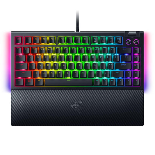 Razer BlackWidow V4 75% Mechanical Gaming Keyboard: Hot-Swappable Design - Compact & Durable - Orange Tactile Switches - Chroma RGB - MF Roller & Media Keys - Comfortable Wrist Rest - Black (Renewed)