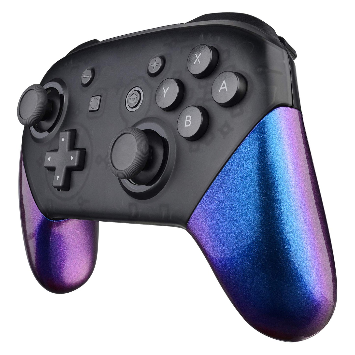 eXtremeRate Chameleon Replacement Handle Grips for Nintendo Switch Pro Controller, Purple Blue DIY Hand Grip Shell for Nintendo 