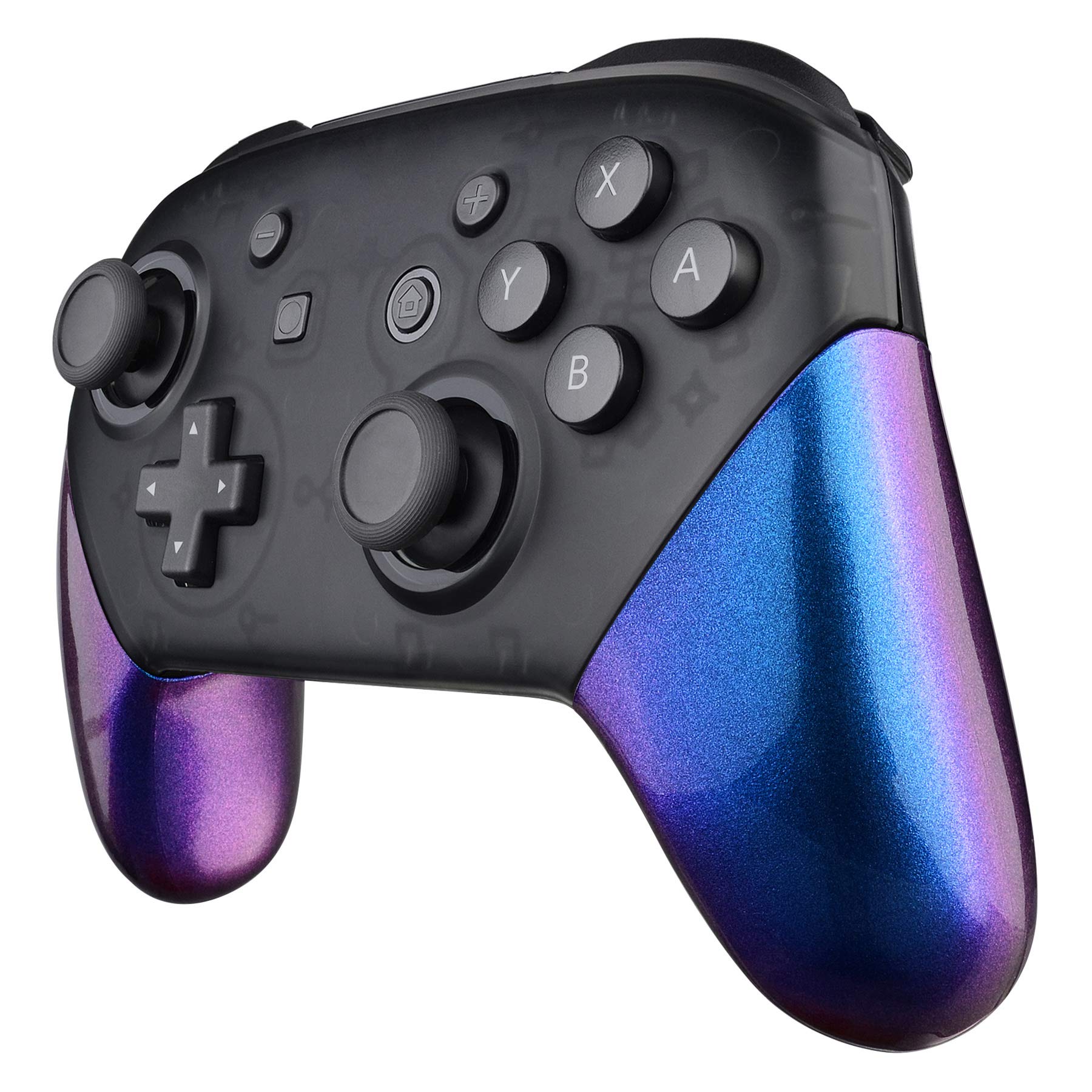 eXtremeRate Chameleon Replacement Handle Grips for Nintendo Switch Pro Controller, Purple Blue DIY Hand Grip Shell for Nintendo 