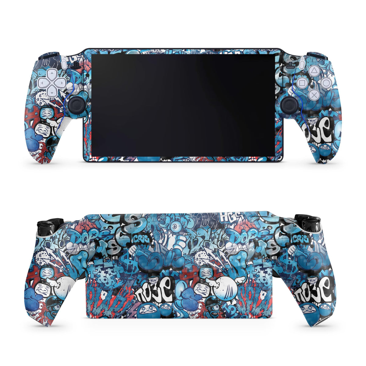 Carbon Fiber Gaming Skin Compatible with PS5 Portal Remote Player - Blue Meanies - fine 3M Vinyl Protective Wrap Decal Cover - Easy to Apply | Crafted in The USA by MightySkins
