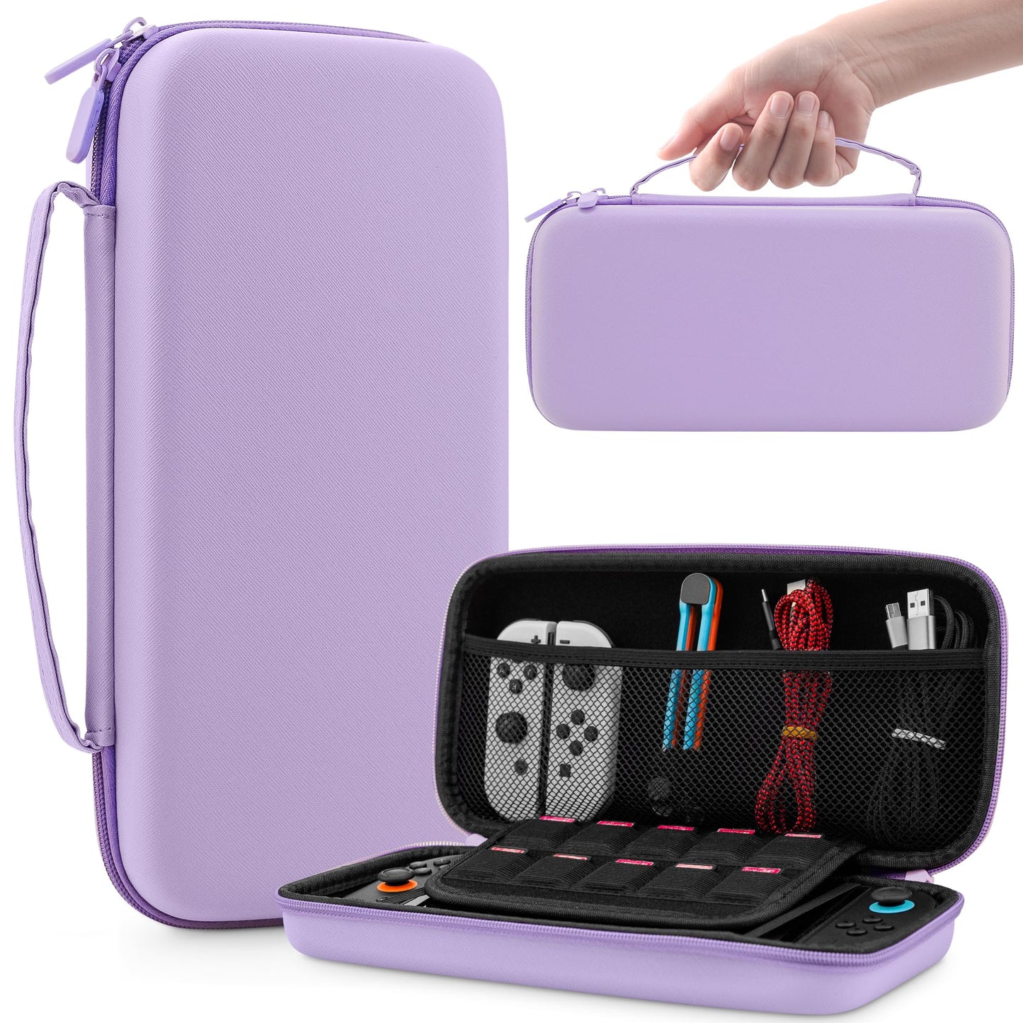 RHOTALL [Portable & Lightweight Carrying Case for Nintendo Switch 2 2025 Travel Hard Protective Switch 2 Case  Protector Accessories with 10 Game Cartridge slot (Purple)