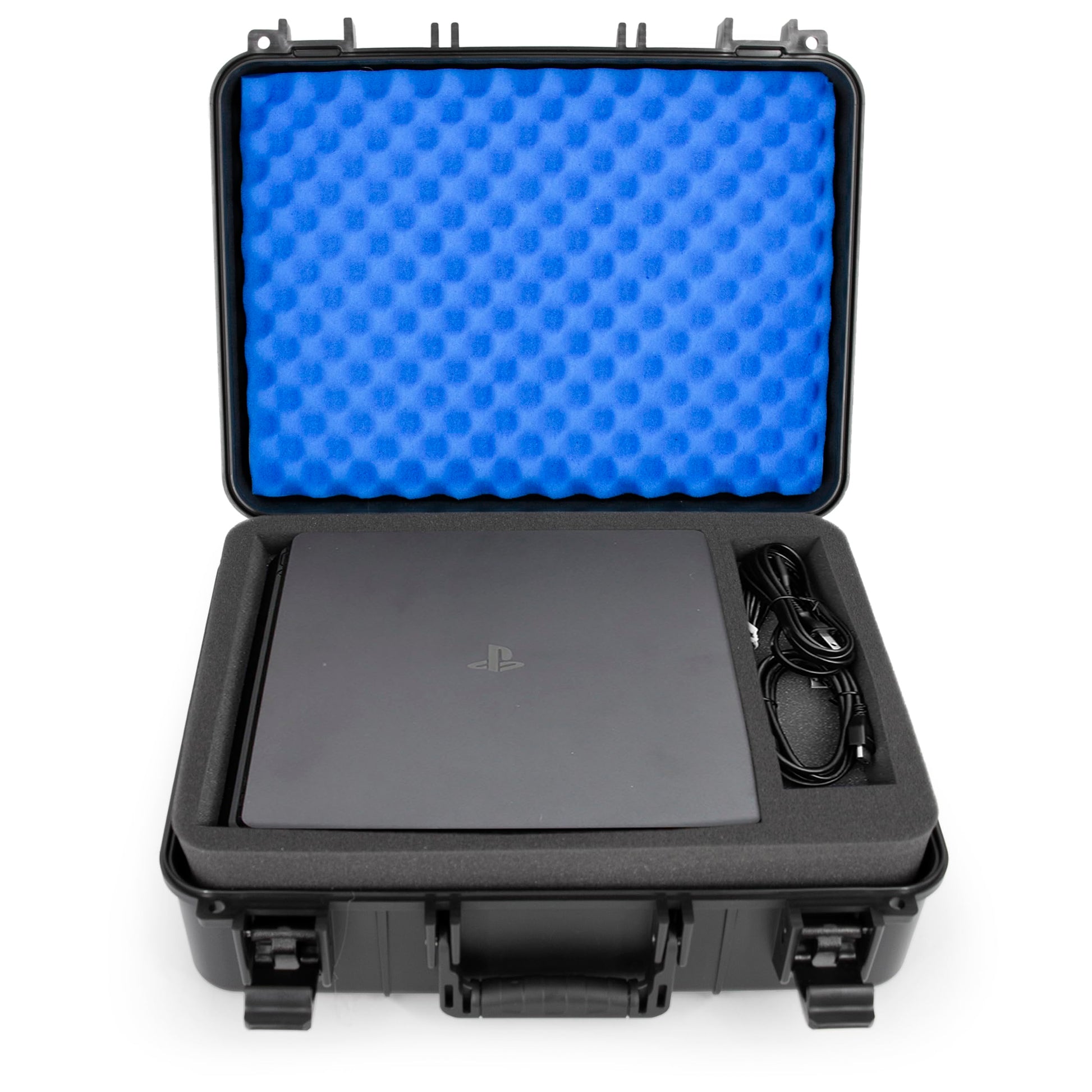 CASEMATIX Hard Travel Case Compatible with PS4 Slim Console - Fits PlayStation 4 Slim 1TB, Controllers, Games & Cables - Customi