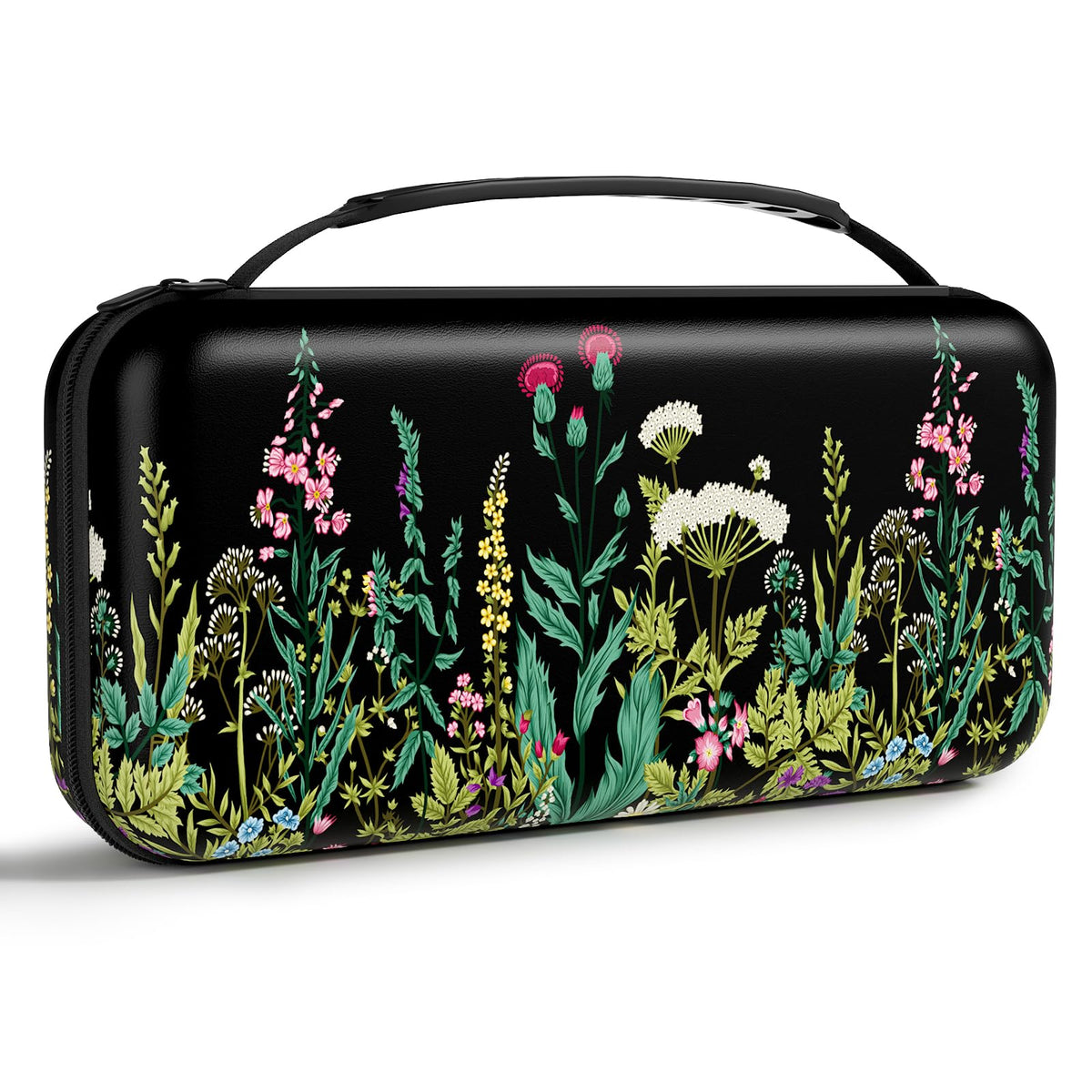 NPOOYI Carrying Case Compatible with Nintendo Switch OLED 2021/2017  Hard Shell Protective Switch Tpartyl Case with Pockets and Game Holder for Console Joy-Con & Accessories  Wild Flower
