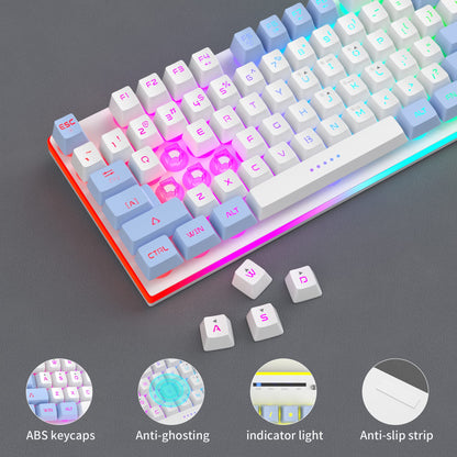 MageGee Gaming Keyboard and Mouse Combo, RGB Backlit, 104 Keys, Wired, White/Blue