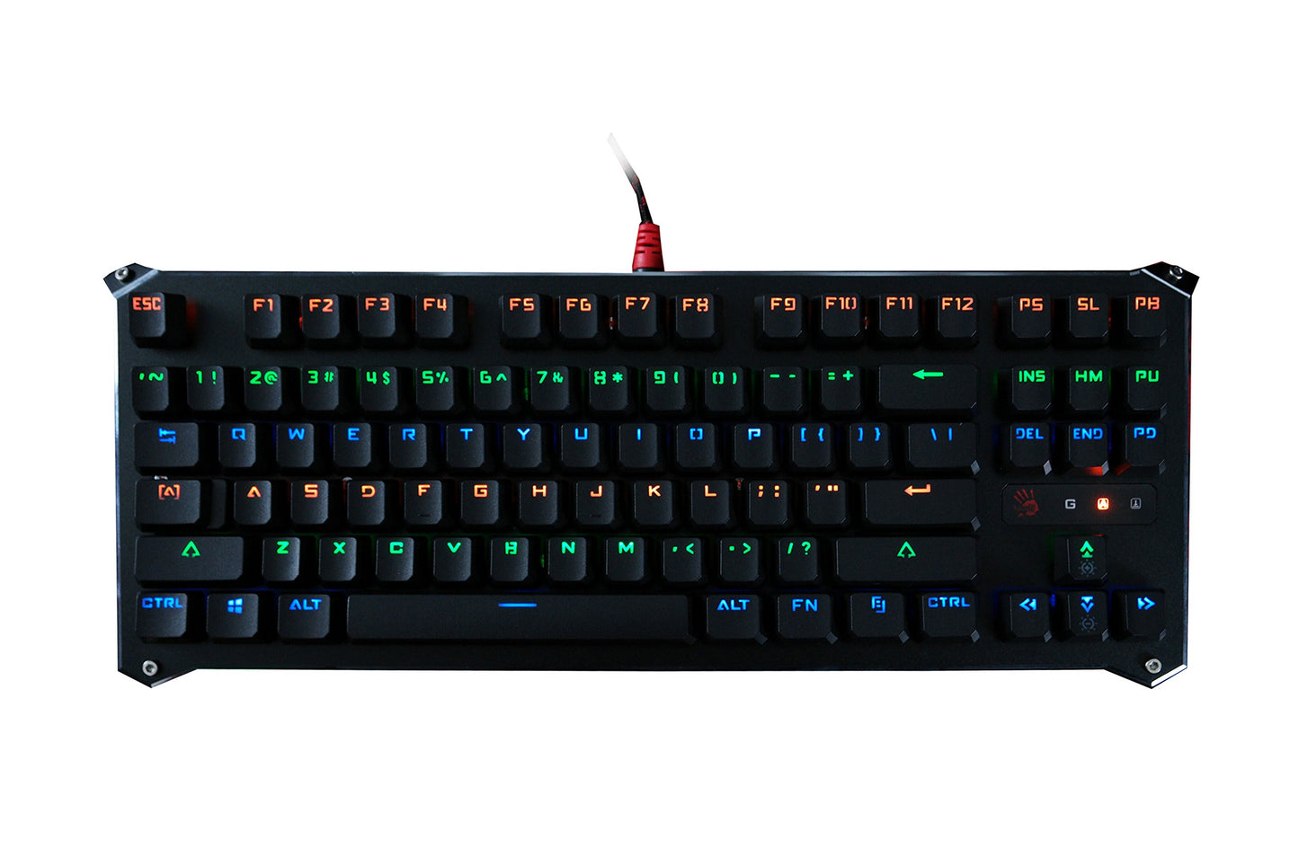 Bloody B830 Light Strike Compact Optical Gaming Keyboard - Tactile & Clicky, 0.2ms Response, Neon LED Backlit, B830-Blue