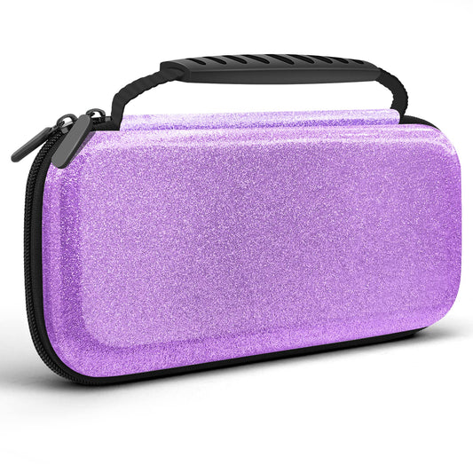 Glitter Carrying Case for Nintendo Switch and Switch OLED Console Purple Hard Tpartyl Case Shell Pouch for Nintendo Switch Console & Accessories Protective Carry Case Compatible with Nintendo for Girls