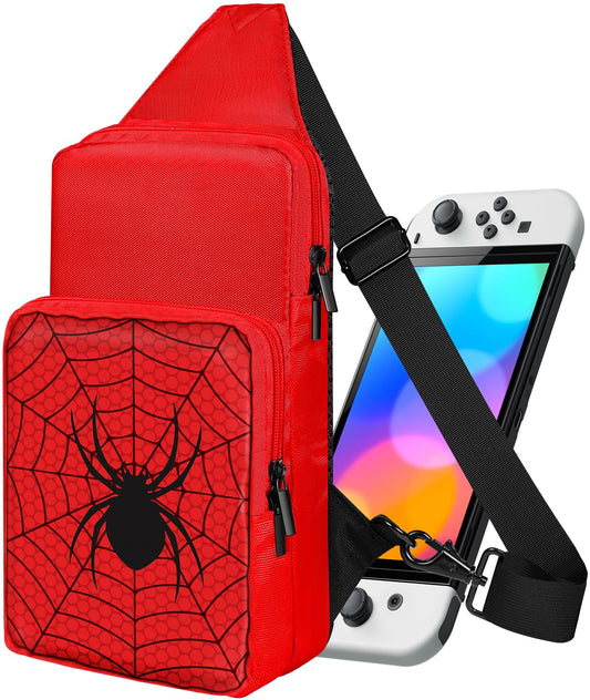 Lotadilo Travel Bag for Nintendo Switch/Lite /OLED for Teens Boys Kids Girls Cute Switch Backpack Carrying Crossbody Shoulder Gaming Sling Bag Large Capacity Portable for Nintendo Accessories Storage