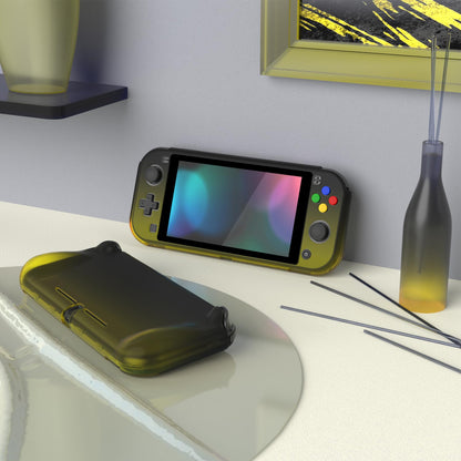 PlayVital ZealProtect Case for Nintendo Switch Lite - Ergonomic Grip, Shock-Absorbent, Anti-Scratch, Gradient Black Yellow, Model PSLYP3014