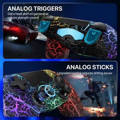 ISHAKO PS4 Wireless Controller with 1000mAh Battery, RGB Lighting & Vibration, Black - Compatible with PlayStation 4/Pro/Slim/PC