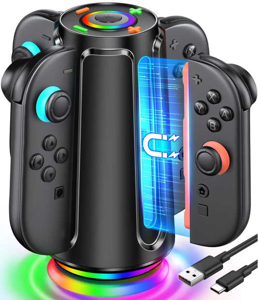 Switch 2 Charging Dock for Nintendo Controller Joy Con (2025)  Mocagen Joy-Con 2 Charger Station with Dynamic Light  Magnetic Mount for 4 in 1 Switch 2 Joy-con Accessories