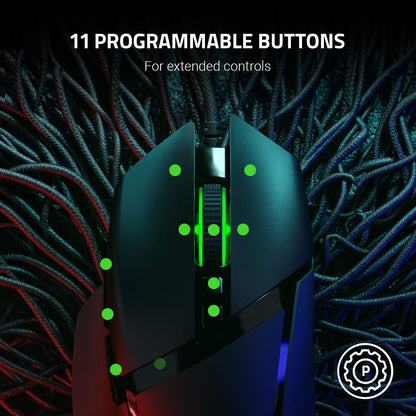 Razer Basilisk v2 Wired Gaming Mouse - 20K DPI, 11 Programmable Buttons, Chroma RGB Lighting, Classic Black