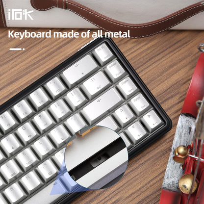IROK CD67 RGB 60% Mechanical Gaming Keyboard - Hot-Swappable Red Switches, Wired, Full Metal Enclosure, Silver