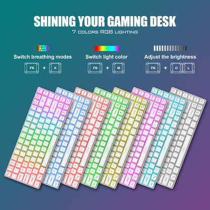 RedThunder 60% Mini Gaming Keyboard & Mouse Combo, RGB Backlit, 7200 DPI, Wired, Ultra-Compact, White