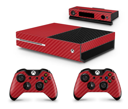 giZmoZ n gadgetZ GNG Carbon Red Xbox One Console Skin Decal Sticker + 2 Controller Skins, Vinyl Material