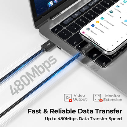 Basesailor 3.3FT Type C Charger Cable 2Pack for AirPods Pro 3 4, Black, Compatible with iPhone 17 16 15 Plus, Only Charge