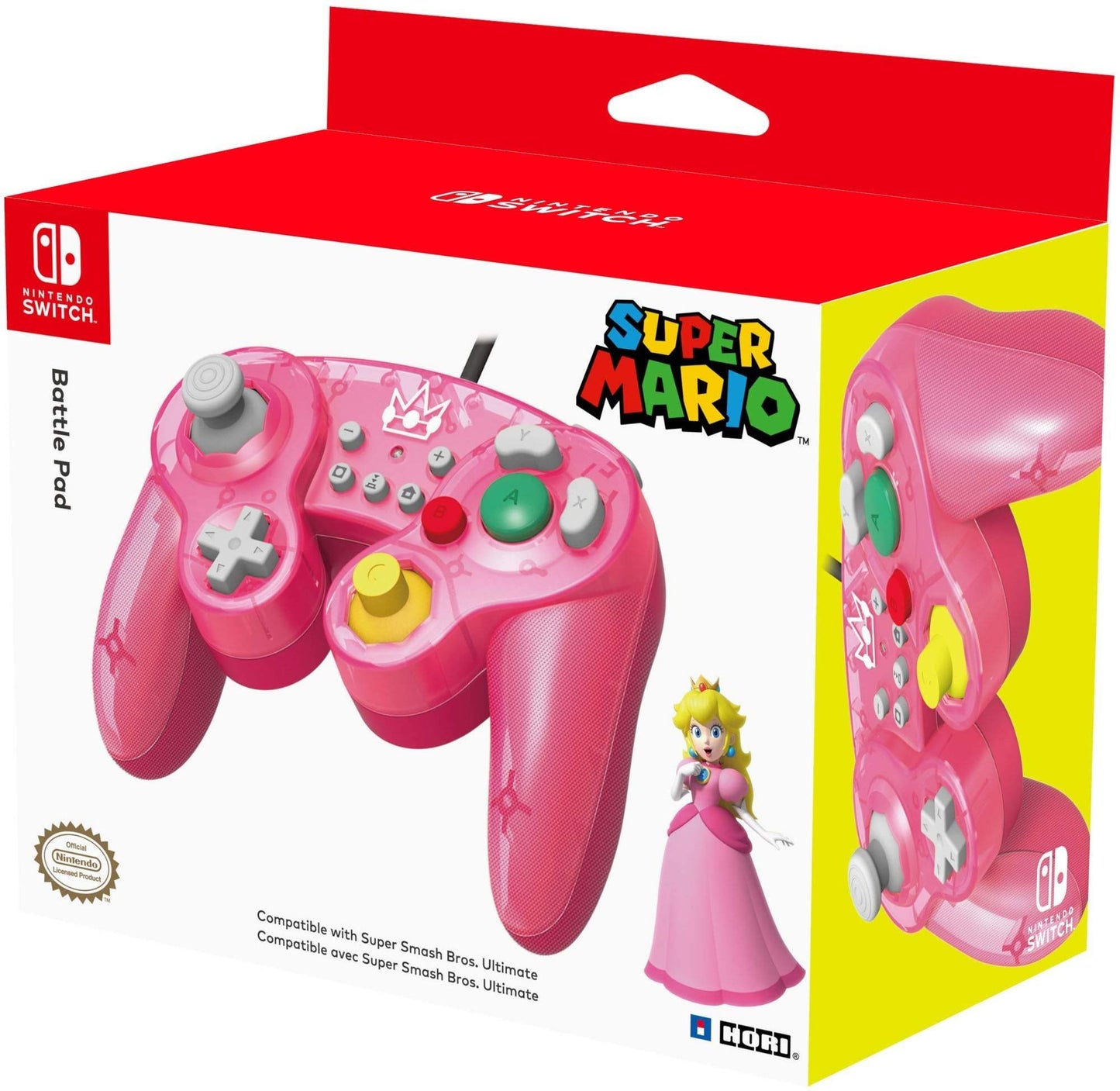 HORI Nintendo Switch Battle Pad Controller - GameCube Style, Peach Color, Model NSW-135U, Officially Licensed by Nintendo