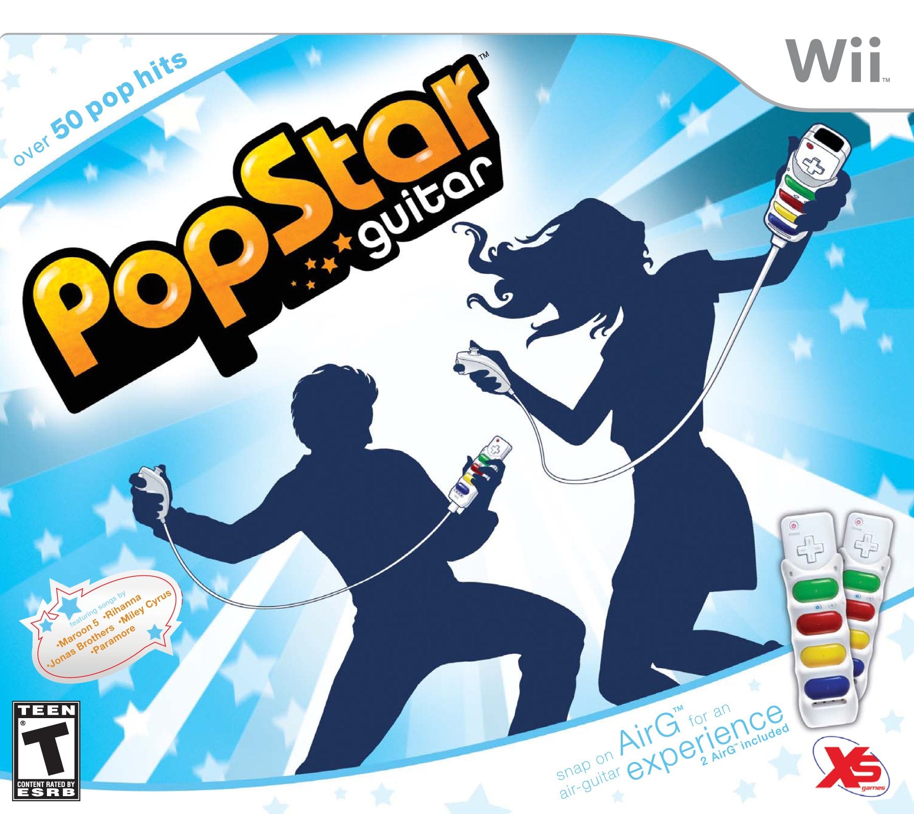 XS Games Pop Star Guitar for Nintendo Wii - Dual Grip Controller, Model 842892011876