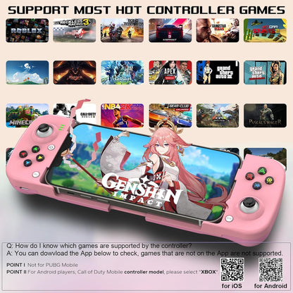 Megadream Mobile Game Controller for iPhone/Android/PC, Model 81-7, Pink, Compatible with Apex Legends & Call of Duty