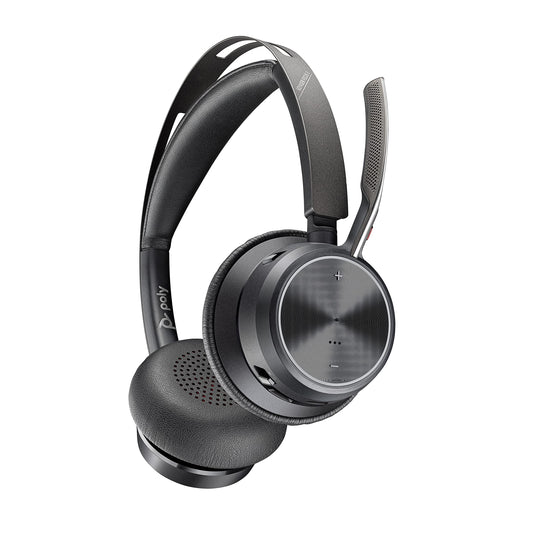 Poly - Voyager Focus 2 UC USB-A Headset (Plantronics) - Bluetooth Dual-Ear (Stereo) Headset with Boom Mic - USB-A PC/Mac Compati