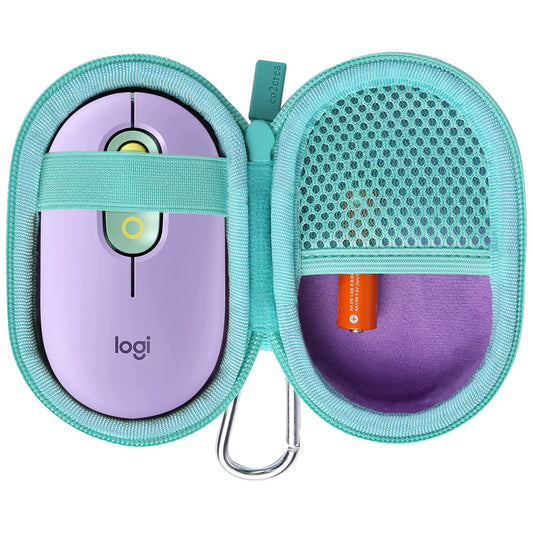 co2CREA Hard Case for Logitech POP Wireless Mouse - Purple + Daydream Mint Zipper, Model 20224131531