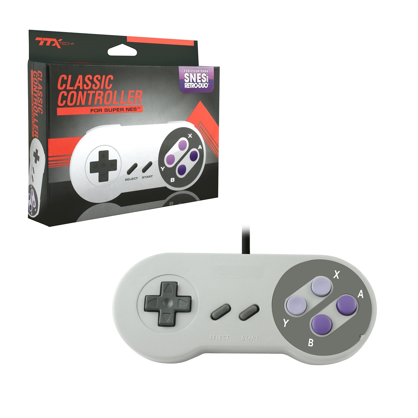 TTX Tech Classic Controller for Super Nintendo - Black - Model nxsnes-002