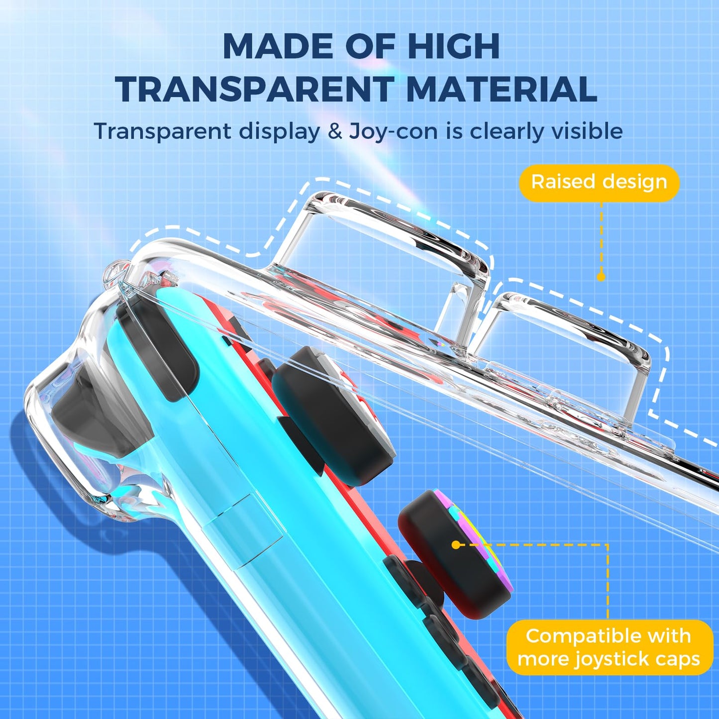 IINE Joy-Con Storage Case - Portable Dust-Proof Box for Nintendo Switch, Transparent Shell, Model L954