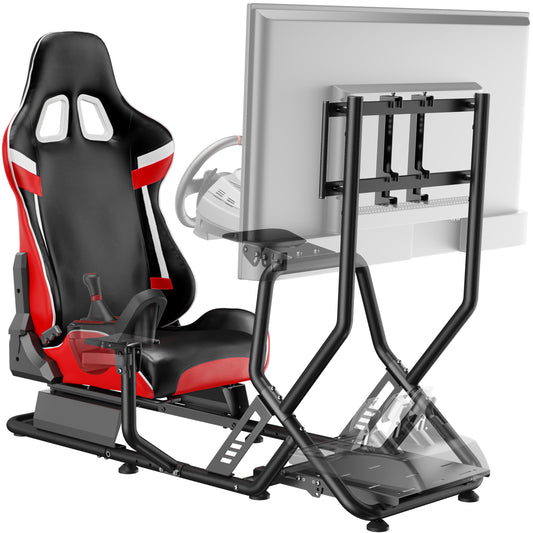 ARES WING Racing Simulator Cockpit GRS1002RE with Monitor Mount, Red, Compatible with PS5, PS4, Xbox, PC