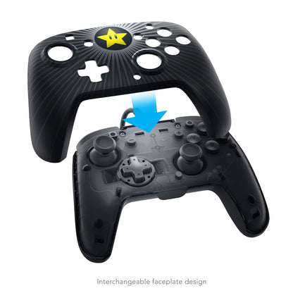 PDP Gaming Wired Pro Controller Faceplate - Black Mario Star for Nintendo Switch, Model 500-056-NA-D1