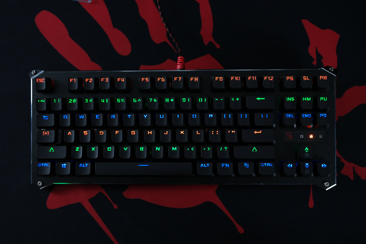 Bloody B830 Light Strike Compact Optical Gaming Keyboard - Tactile & Clicky, 0.2ms Response, Neon LED Backlit, B830-Blue