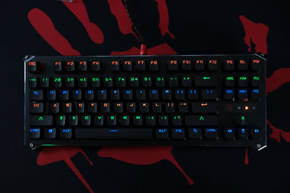 Bloody B830 Light Strike Compact Optical Gaming Keyboard - Tactile & Clicky, 0.2ms Response, Neon LED Backlit, B830-Blue