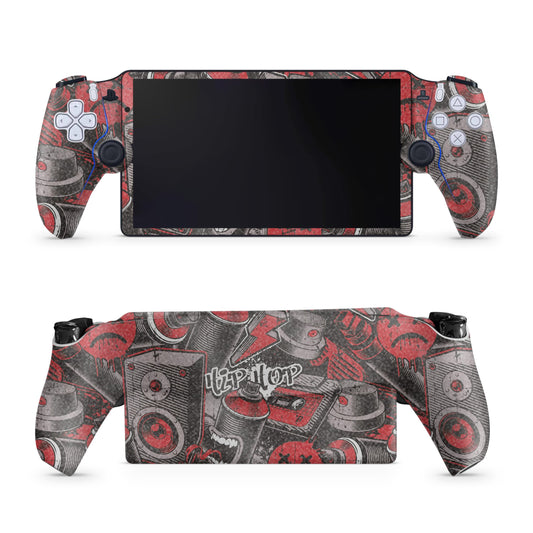 Glossy Glitter Gaming Skin Compatible with PS5 Portal Remote Player - Red Hip Hop - fine 3M Vinyl Protective Wrap Decal Cover - Easy to Apply | Crafted in The USA by MightySkins