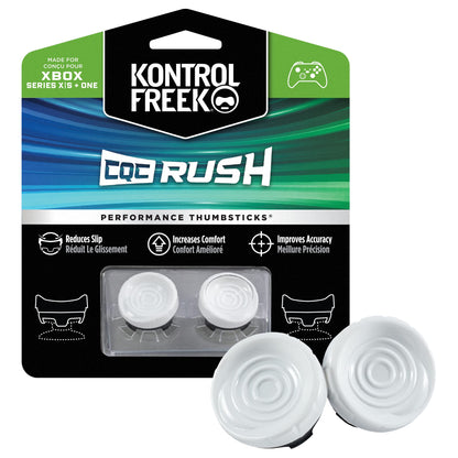 KontrolFreek CQC Rush Performance Thumbsticks for Xbox One/X Series X - 2 Mid-Rise Concave - White - Model 53361