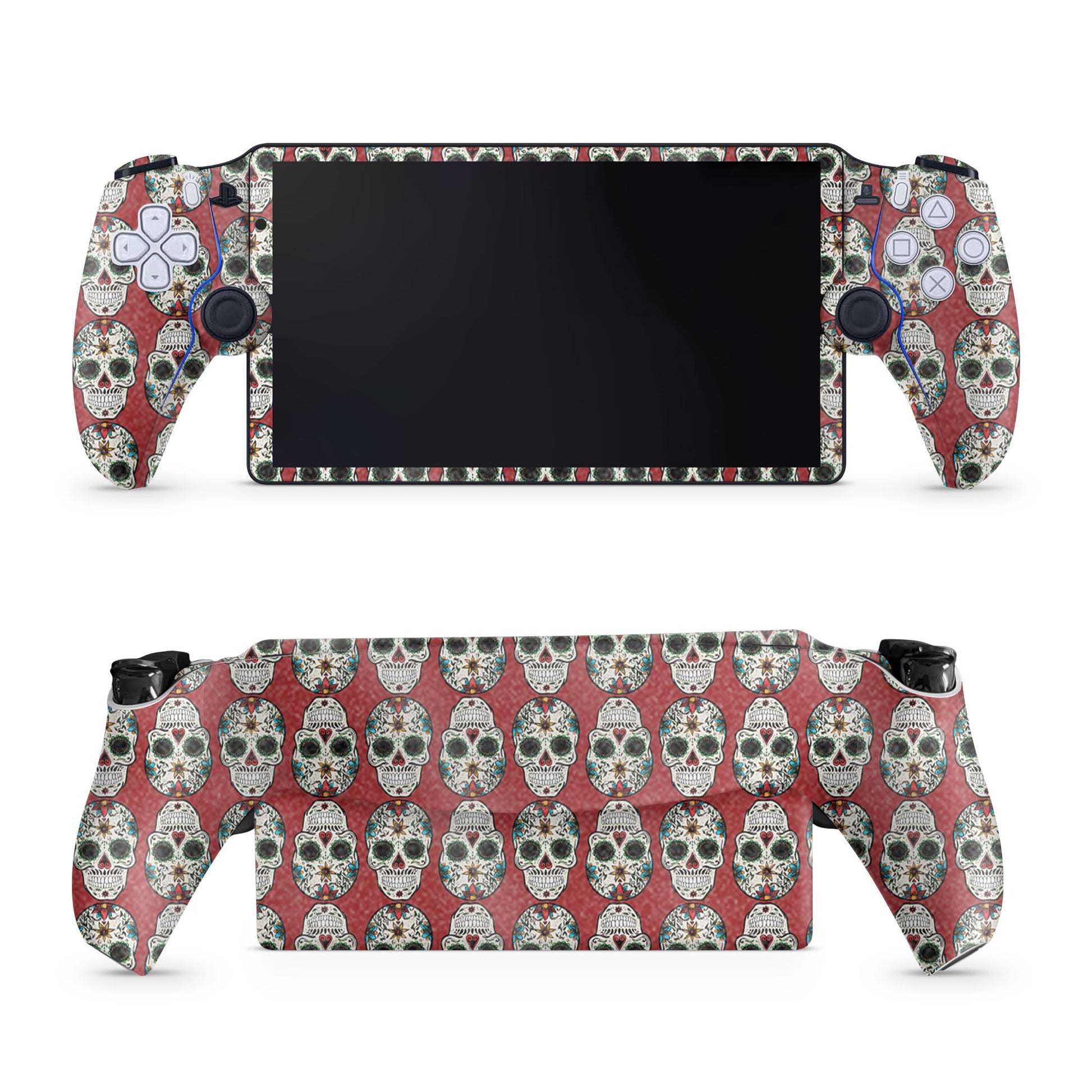 Glossy Glitter Gaming Skin Compatible with PS5 Portal Remote Player - Sugar Skull - fine 3M Vinyl Protective Wrap Decal Cover - Easy to Apply | Crafted in The USA by MightySkins