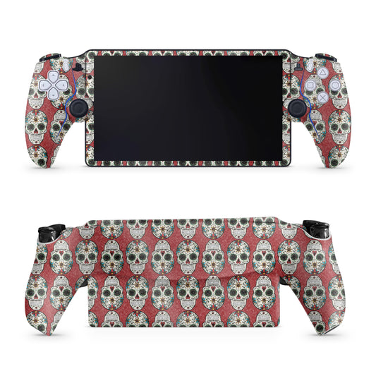 Glossy Glitter Gaming Skin Compatible with PS5 Portal Remote Player - Sugar Skull - fine 3M Vinyl Protective Wrap Decal Cover - Easy to Apply | Crafted in The USA by MightySkins