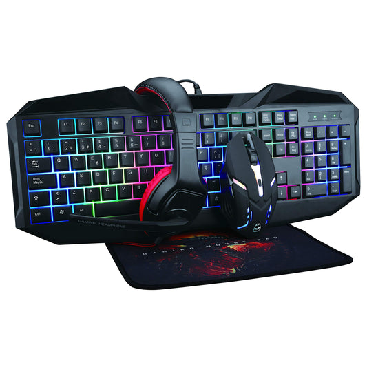 Supersonic SC-440GK 4 in 1 RGB Color Gaming Kit USB Gaming Keyboard, 6D Glowing Mouse, Mouse Pad and Headset Gaming Bundle for G