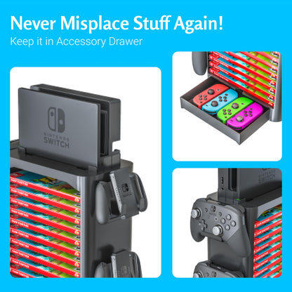 Skywin Game Storage Tower & Controller Stand, Universal Holder, 1 Pack, Black/Blue/Red, Model SW-2311-T1730KJCNSSB