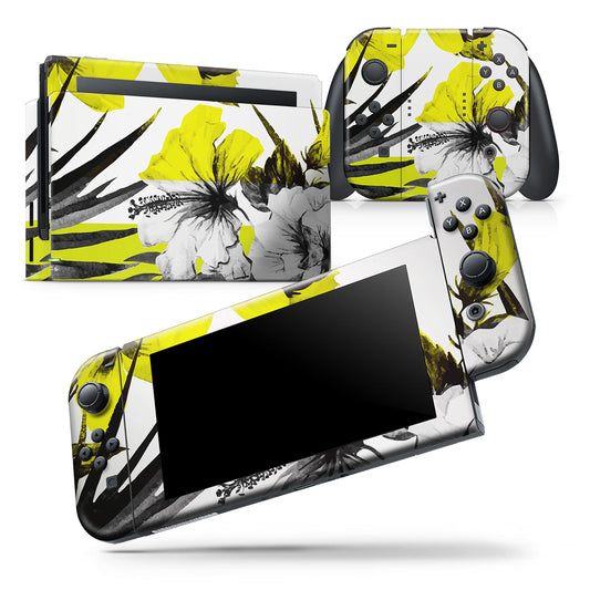 Design Skinz - Compatible with Nintendo Switch OLED Dock Only - Skin Decal Protective Scratch-Resistant Removable Vinyl Wrap Cover - Tropical BW Sun Floral