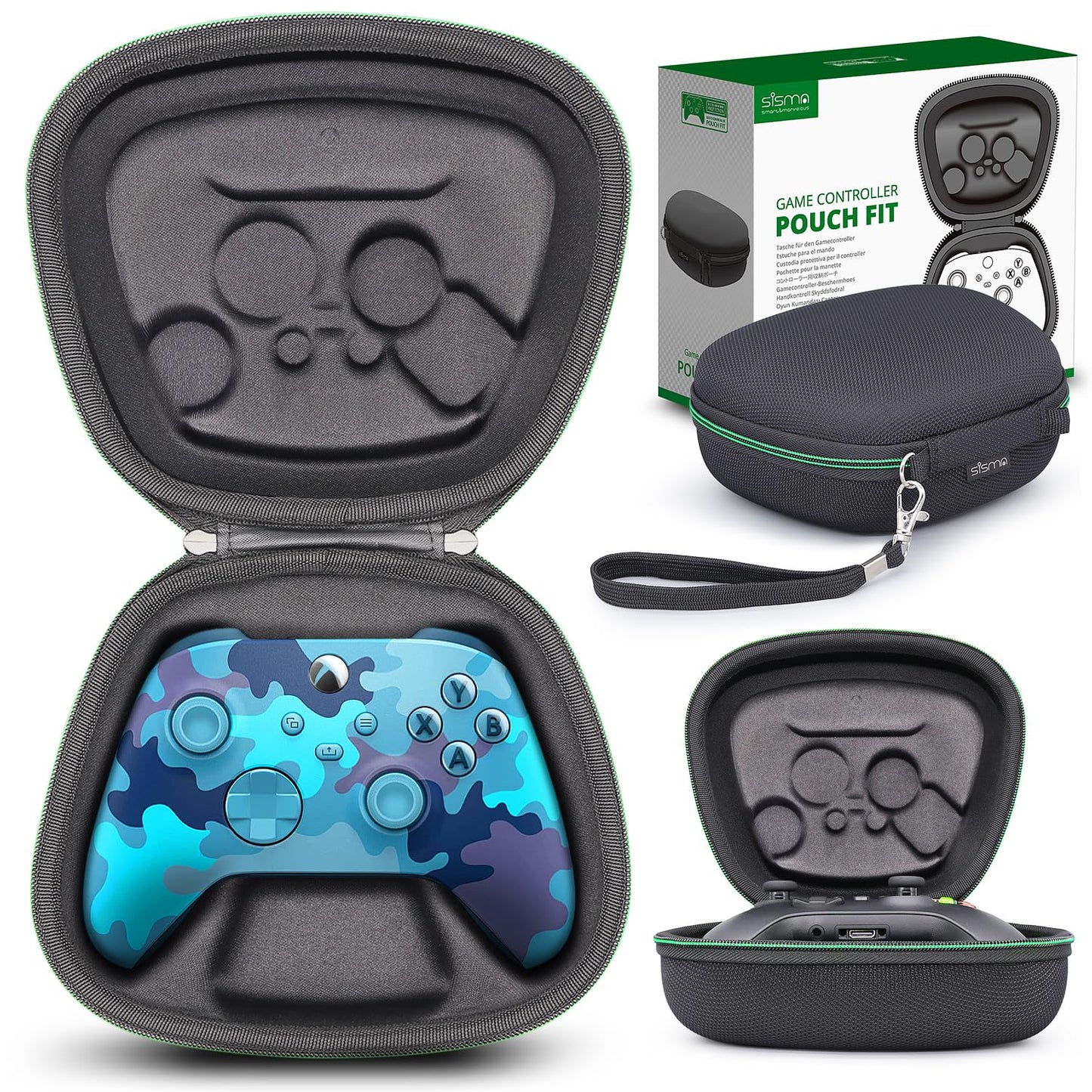 sisma Carry Case Compatible with Xbox Series X/S & Core Wireless Controller Hard Shell Home Safekeeping Travel Protective Cover Storage Case Carrying Bag Black