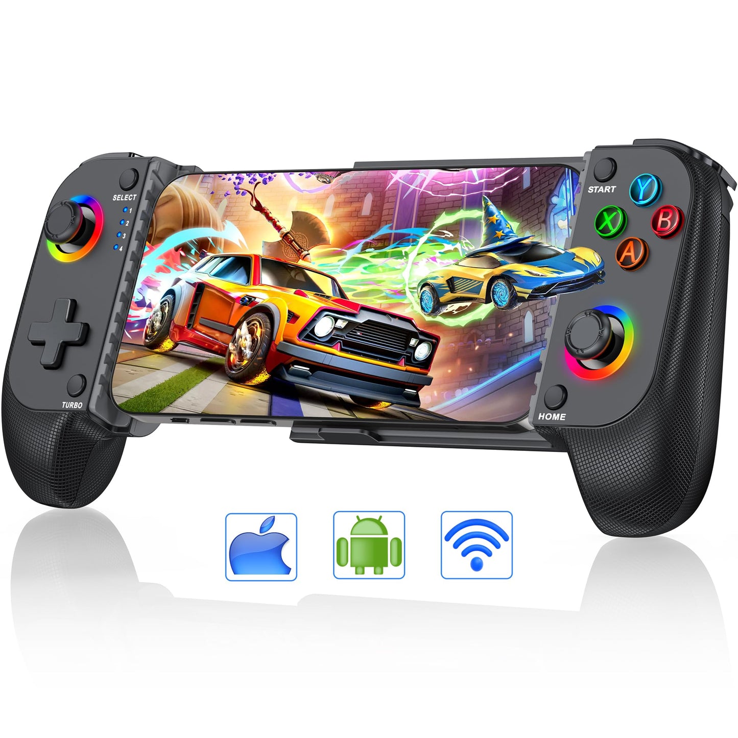 Wireless Phone Controller for iPhone/Android with Hall Joystick  RGB Controller for iPhone Support Xbox Game Pass  PlayStation  Steam Link  Call of Duty  Minecraft  Roblox  Cloud Android Controller