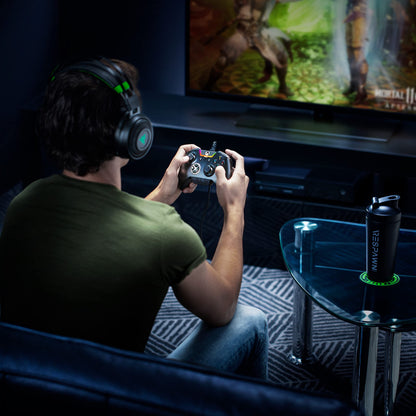 Razer Nari Ultimate Wireless Gaming Headset - 7.1 Surround Sound, HyperSense Haptic Feedback, Black/Green, Model RZ04-02910100-R3U1